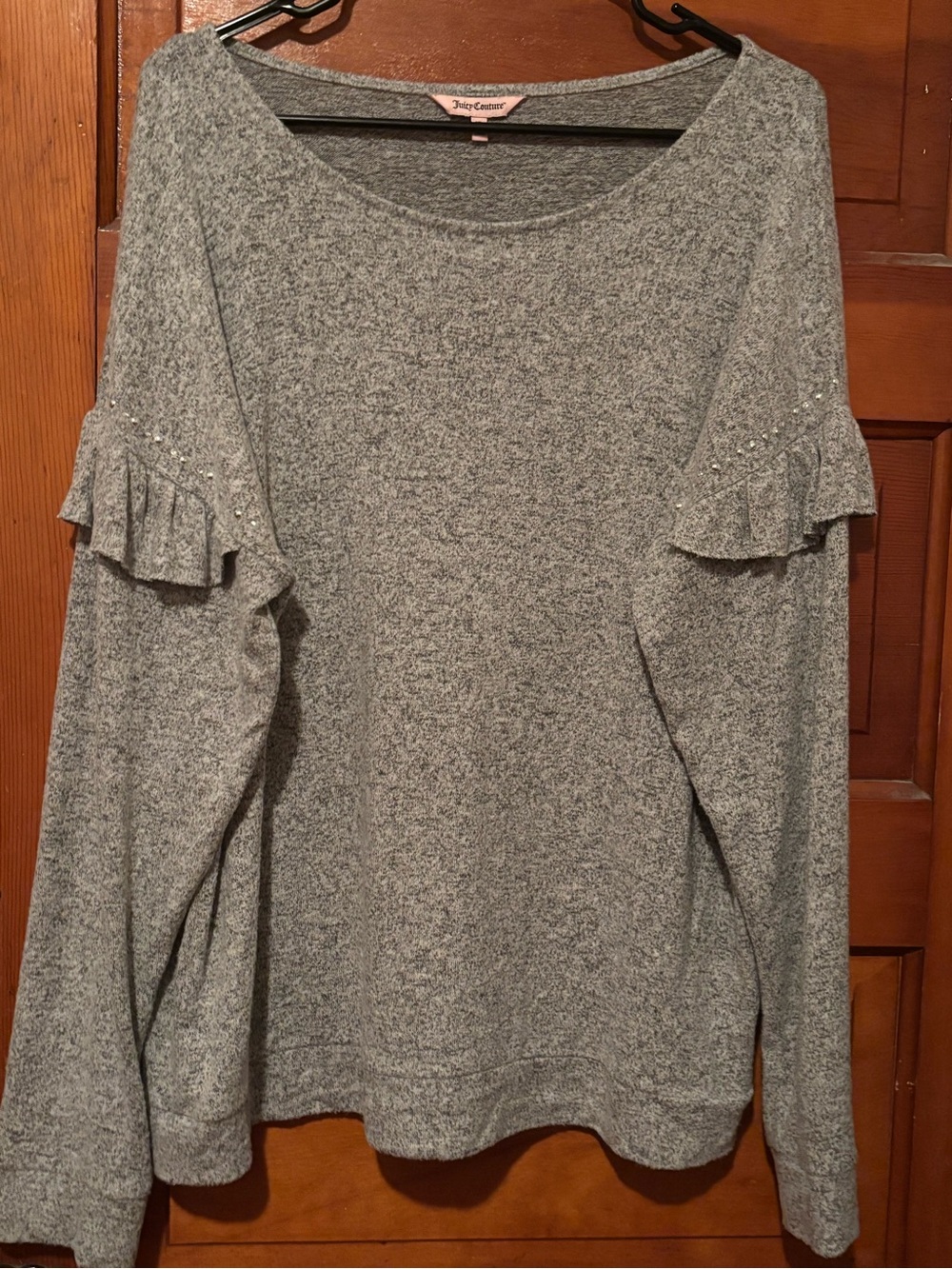 Juicy Couture Gray Ruffle Sleeve Top